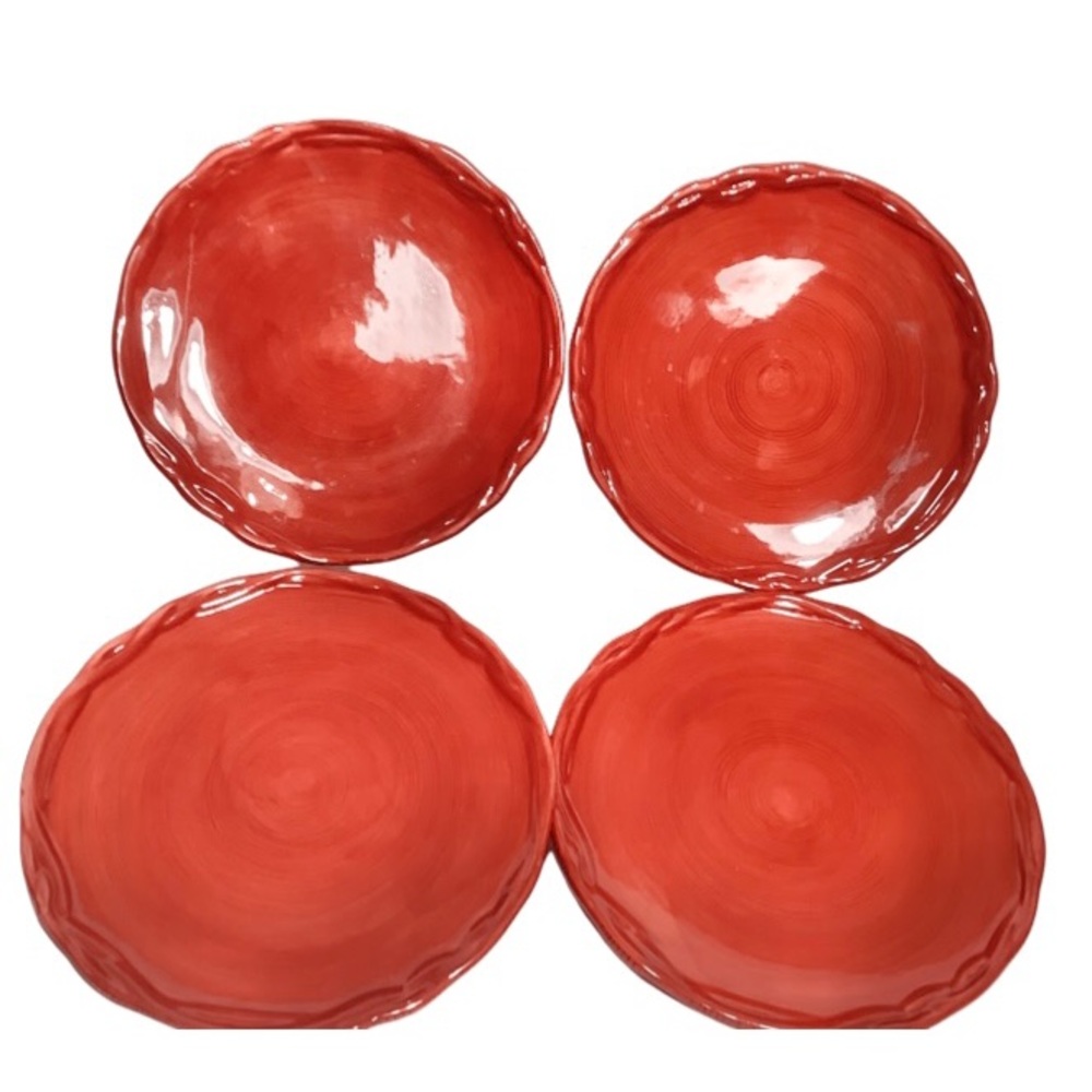Tracy Porter Red Octavia Hill 8” salad plates (4)